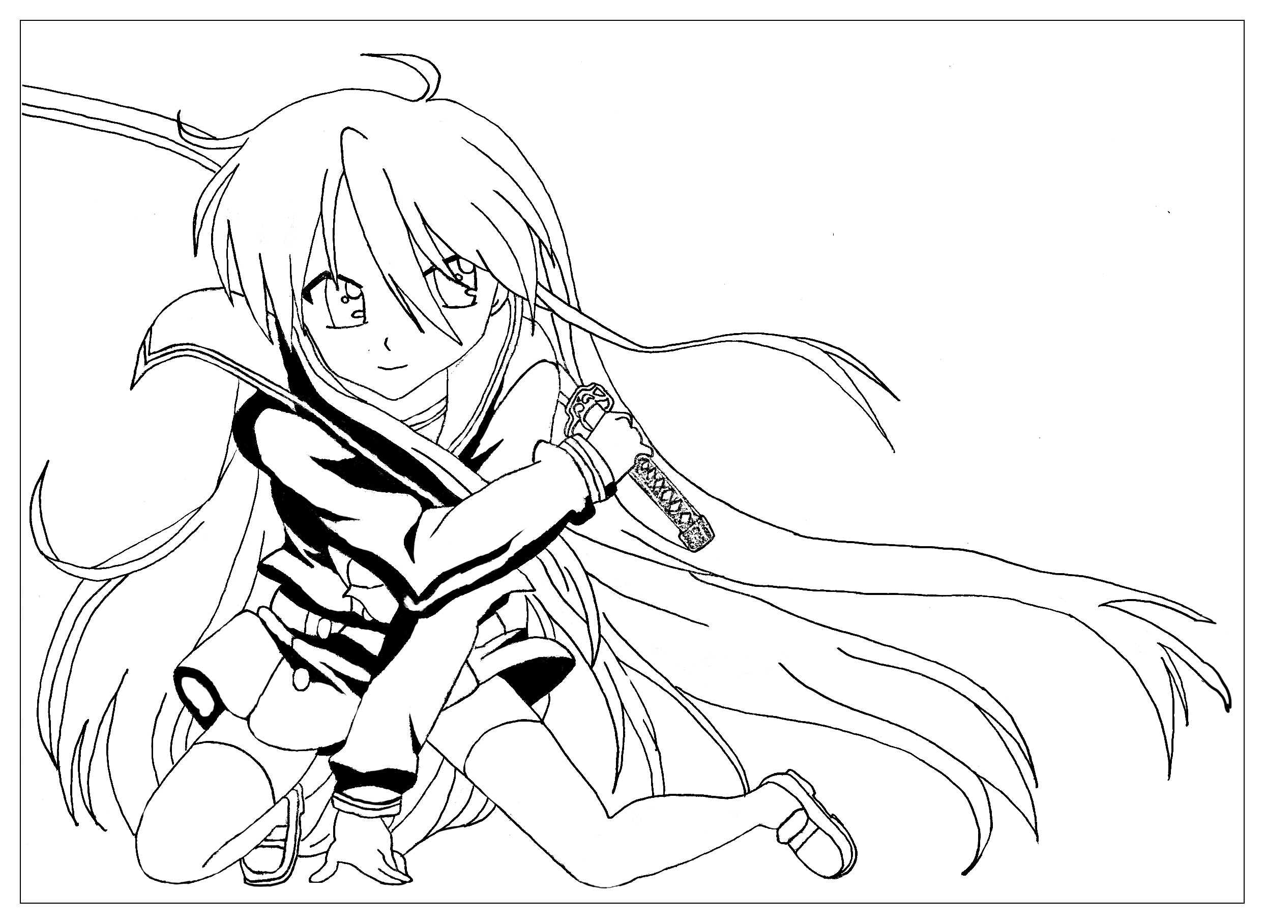 4100 Anime Girl Warrior Coloring Pages Images & Pictures In HD