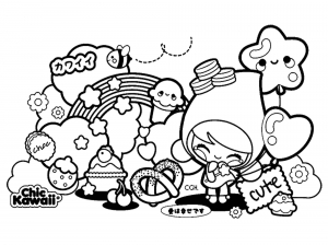 cartoon cute doodle coloring page kawaii anime  Stock Illustration  94701150  PIXTA