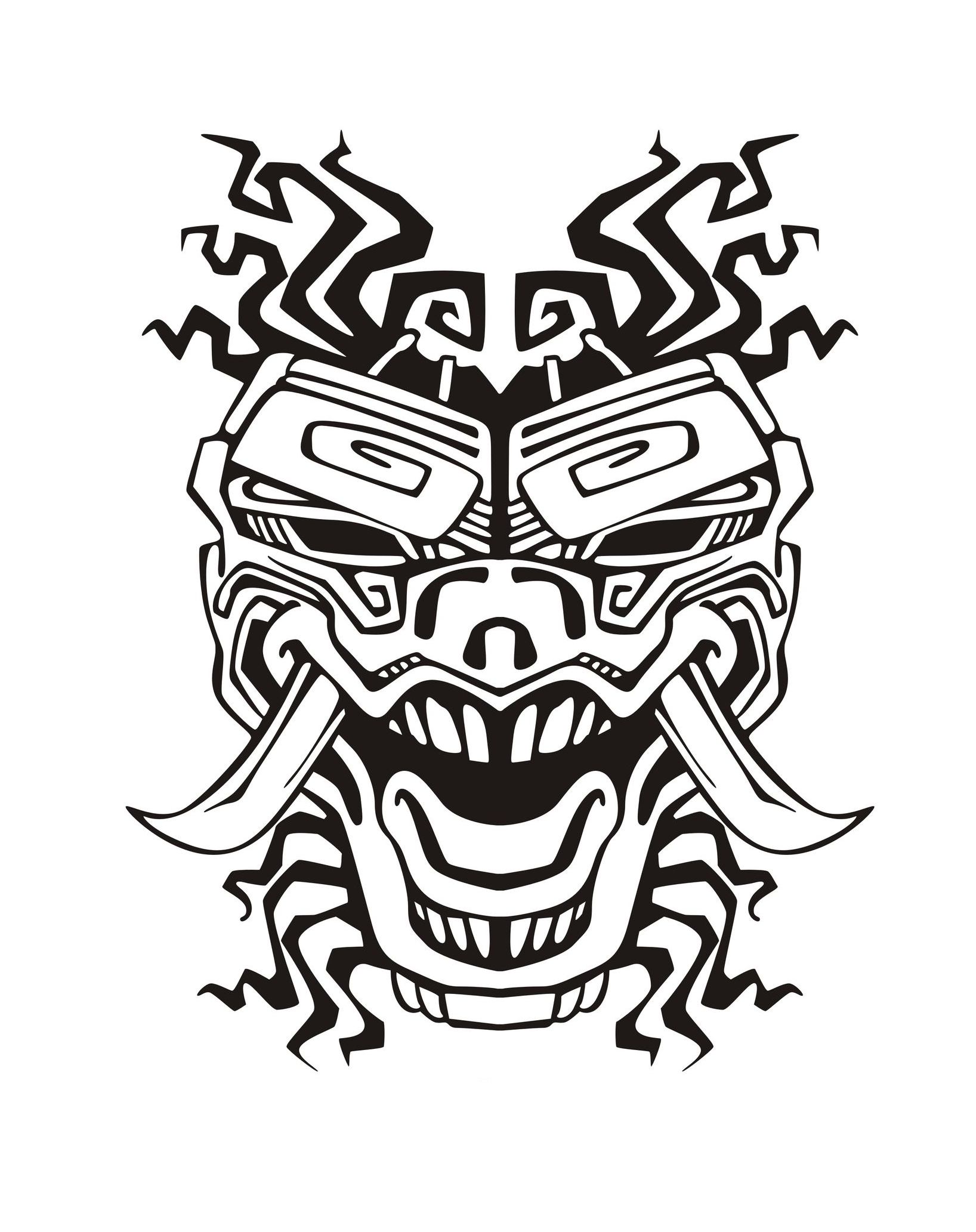 Mask inspiration inca mayan aztec 2 - Mayans & Incas Adult Coloring Pages