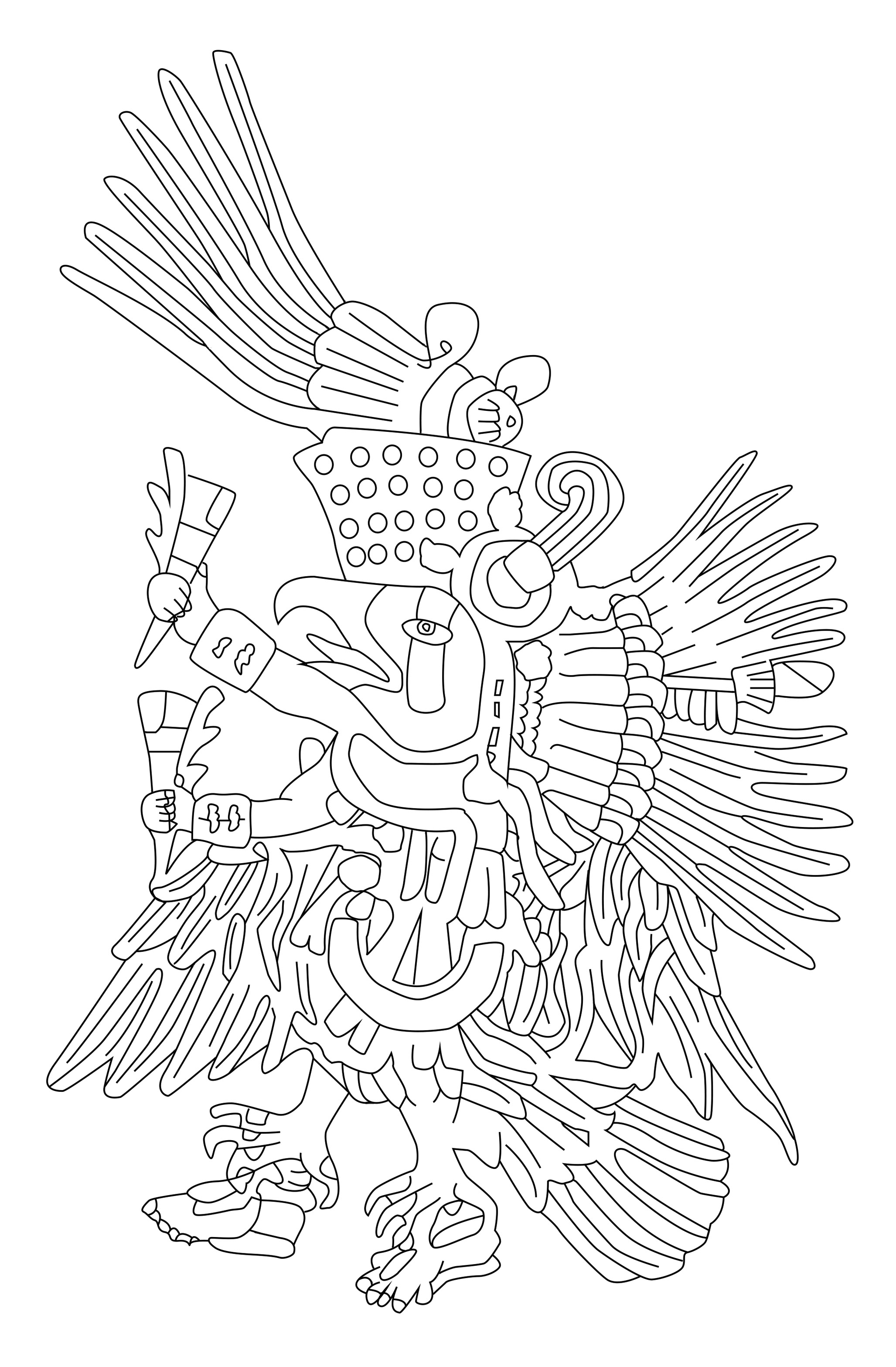 Quetzalcoatl is a Mesoamerican deity whose name comes from the Nahuatl language and means 'feathered serpent'. Color it !, Artist : Rachel
