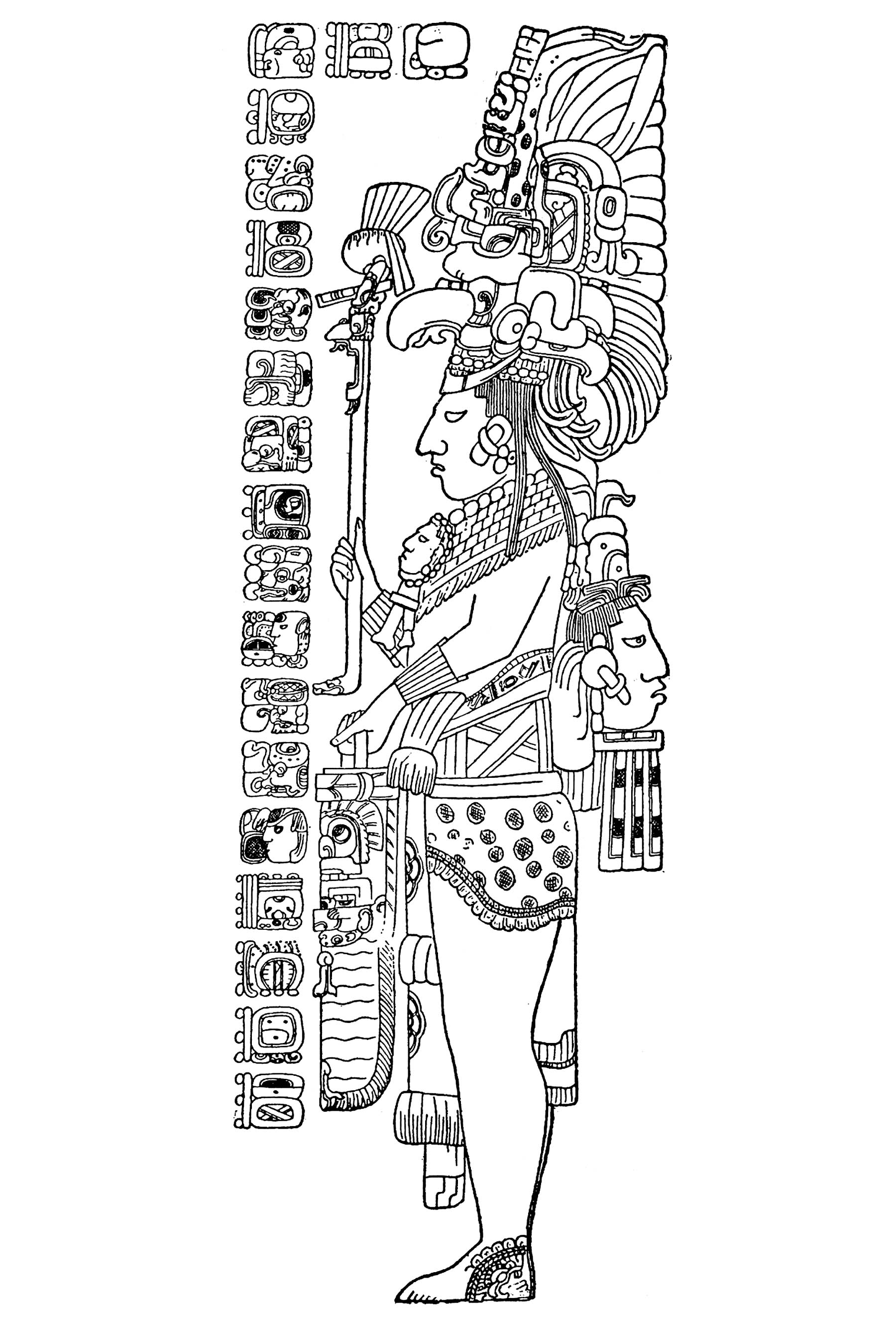 Drawing published by Herbert Spinden in his 1913 A Study of Maya Art, based on Tozzer’s original field sketches : The Tzendales stela
