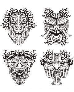 coloring-adult-mask-inspiration-inca-mayan-aztec