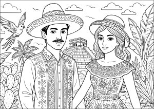 Young Mexicans and the Chichén Itzá Pyramid