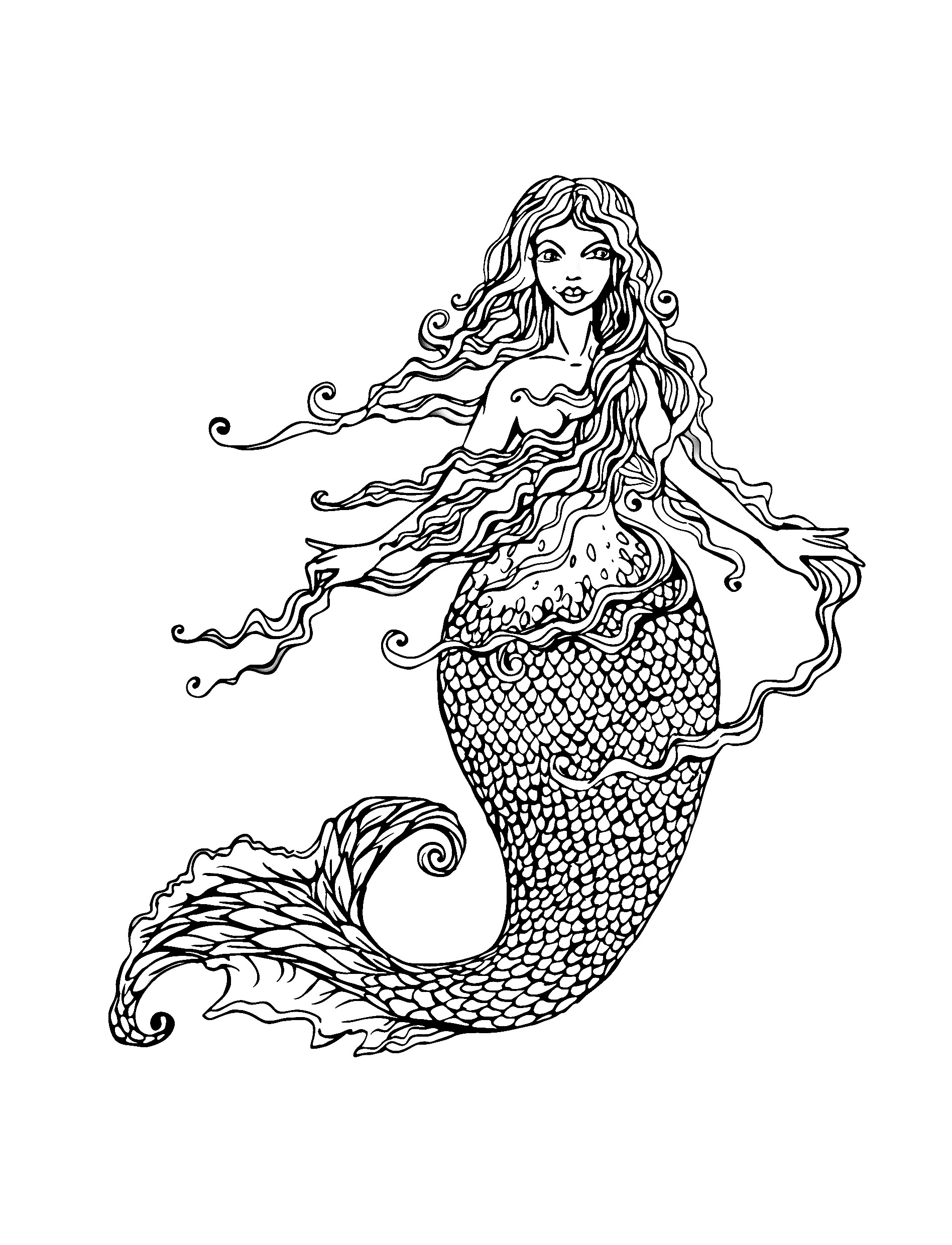 Mermaid with long hair, by Lian2011