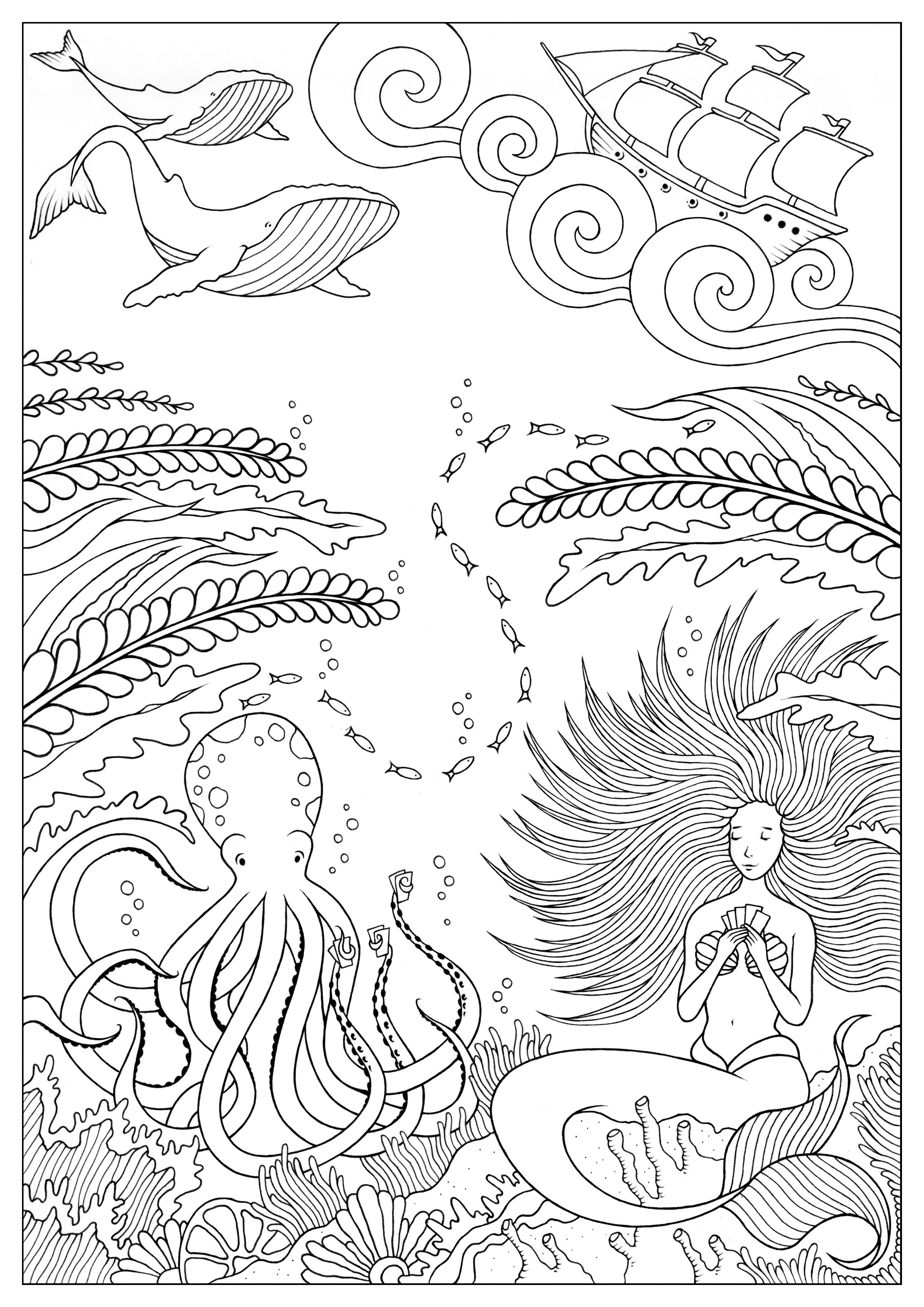 Mermaid and Octopus, Artist : Konstantinos Liaramantzas