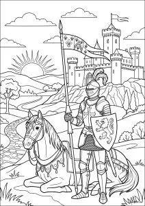 Knight in armor and his horse