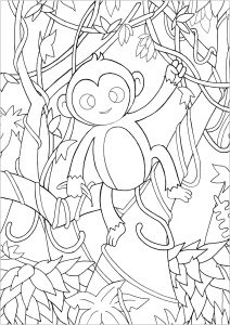 Coloring monkey in jungle