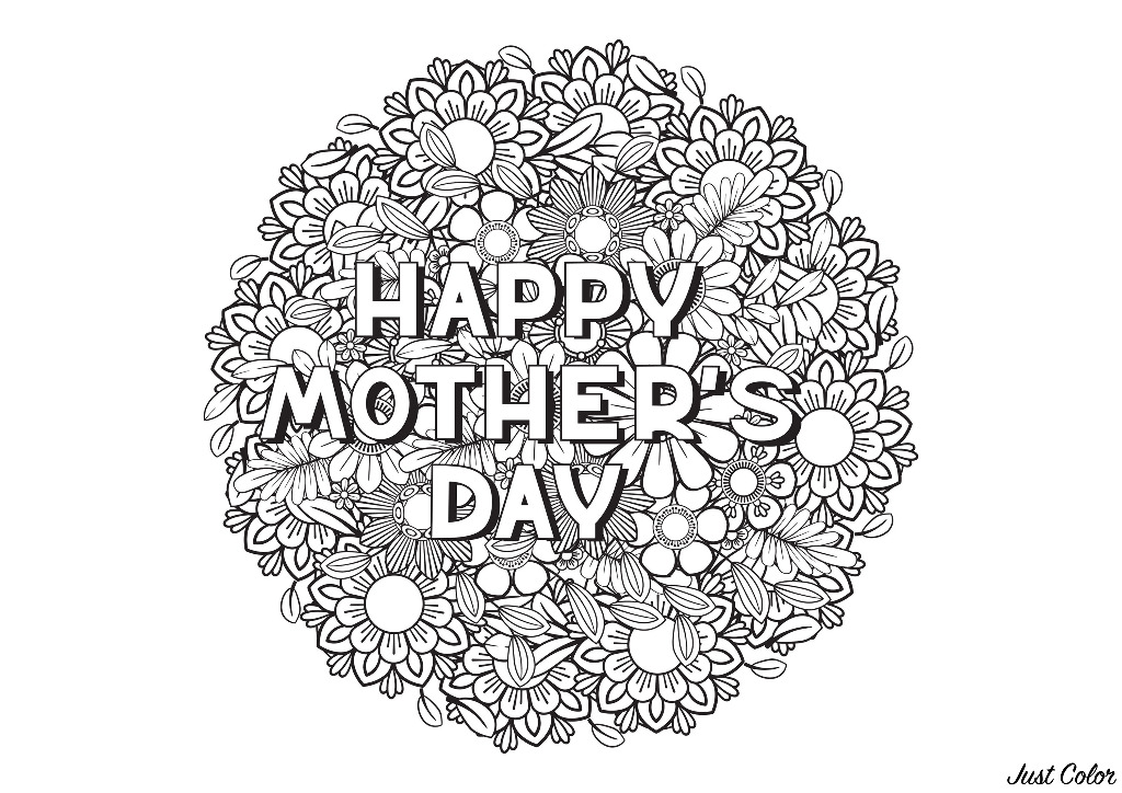 Happy Mothers Day Coloring Page Mothers Day Adult Coloring Pages