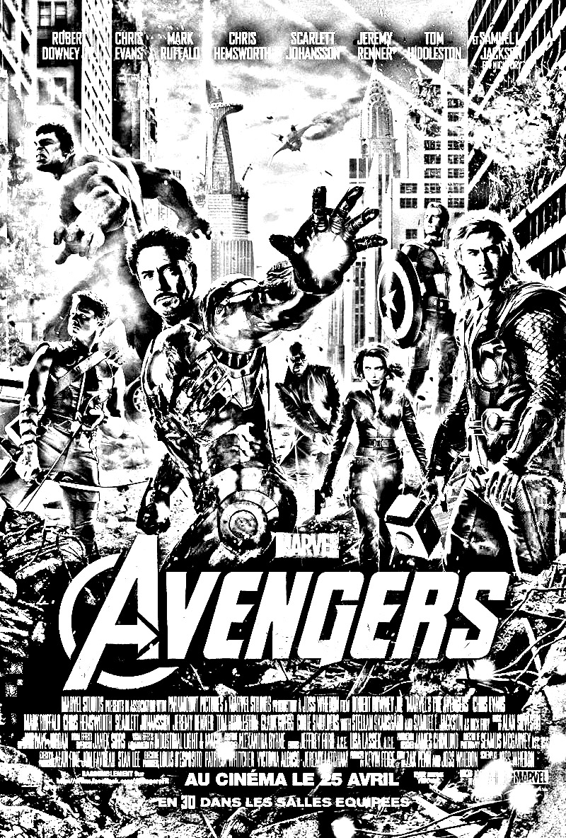 Coloring picture based on the Avengers Movie poster