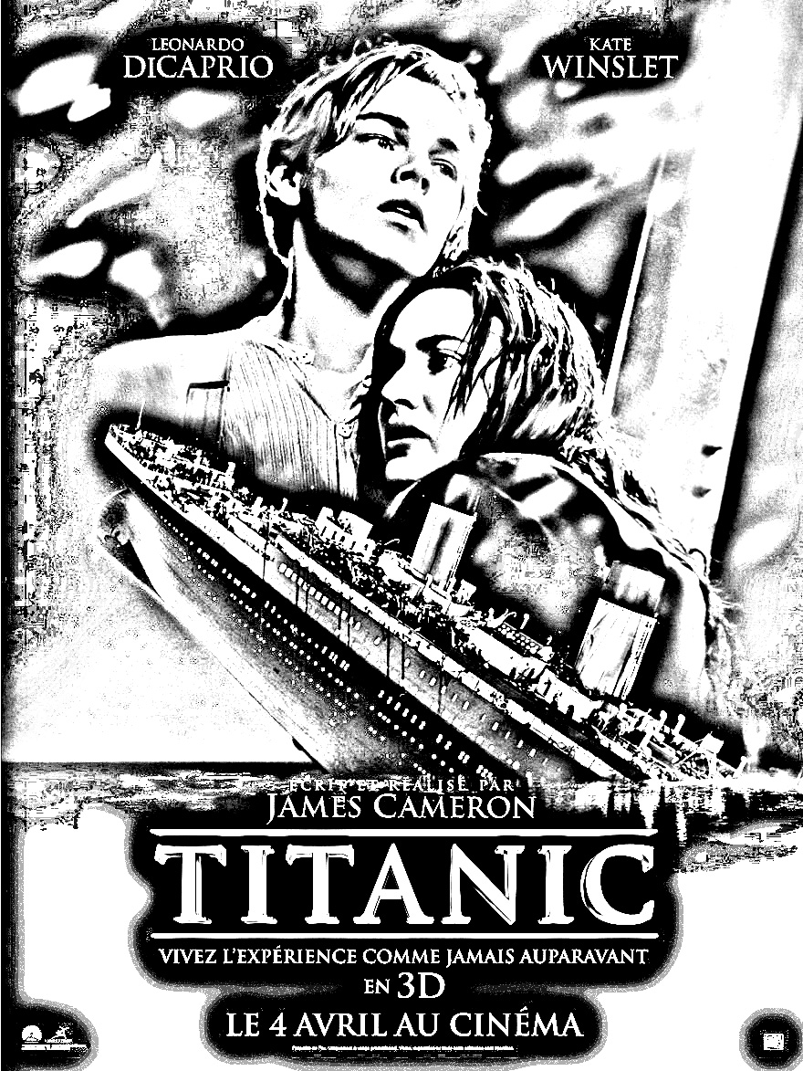 A coloring page made with the fantastic James Cameron movie : Titanic !