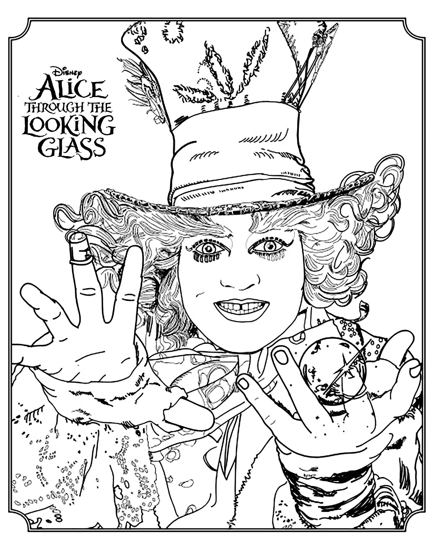 Disney Coloring page for the movie 'Alice Through the Looking Glass' : the Mad Hatter