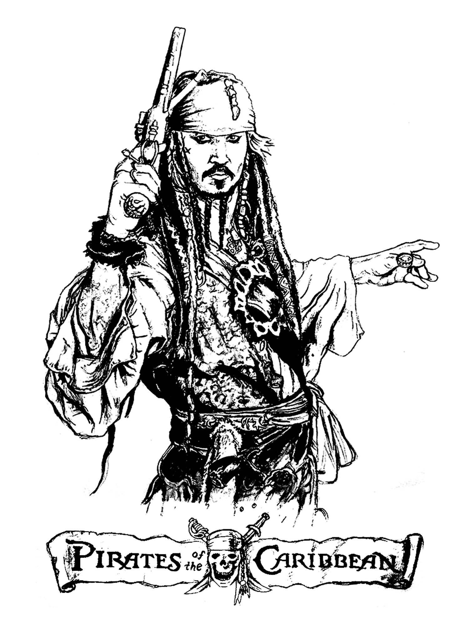 Drawing inspired by Pirates of the Caribbean : Jack Sparrow