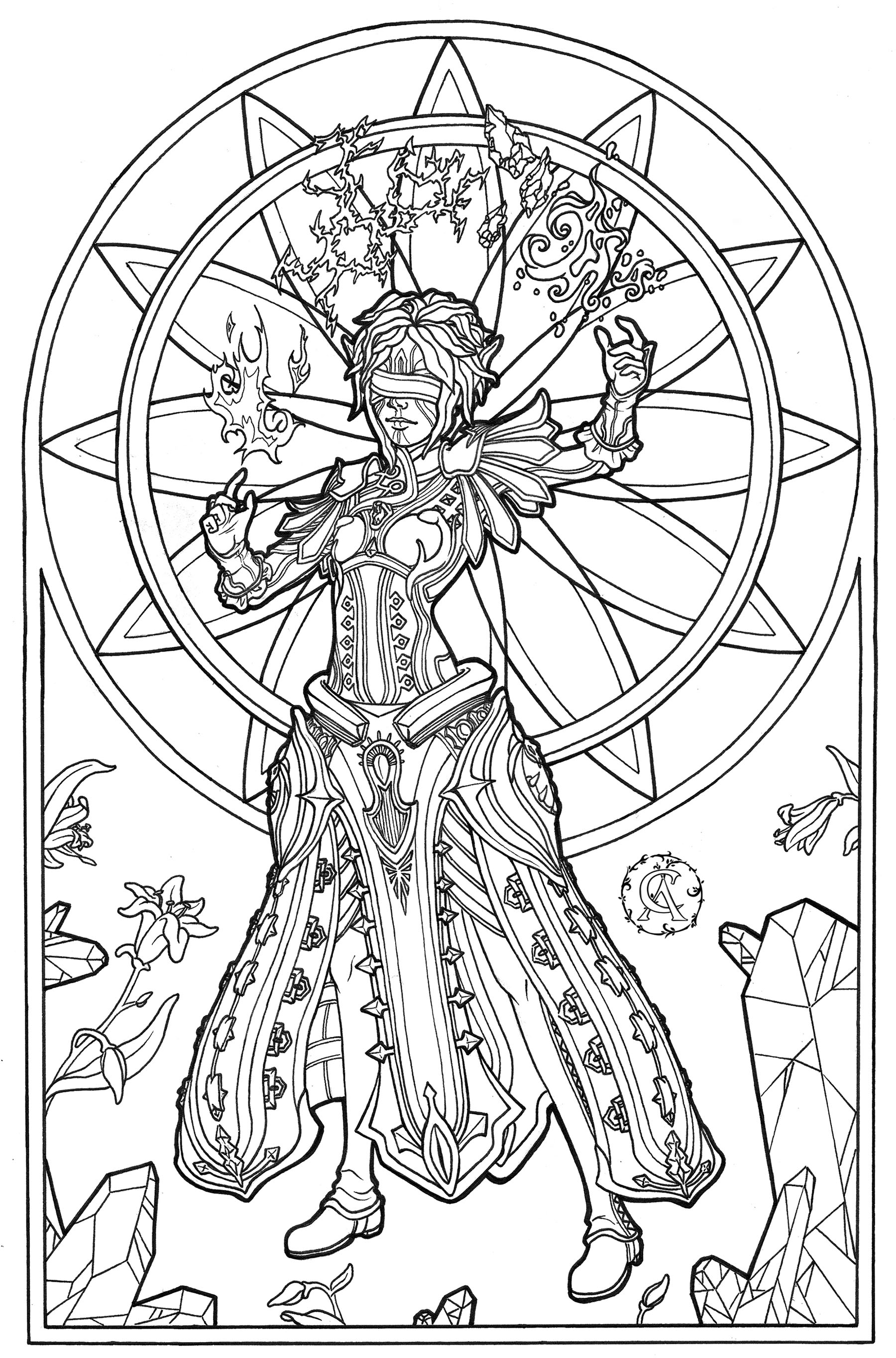 The magician - Myths & legends Adult Coloring Pages - Page fairy-tales/