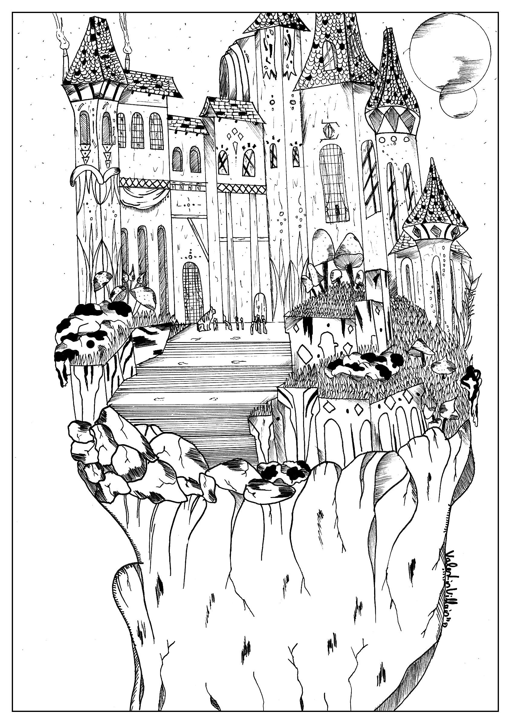 Castle - Coloring Pages for Adults