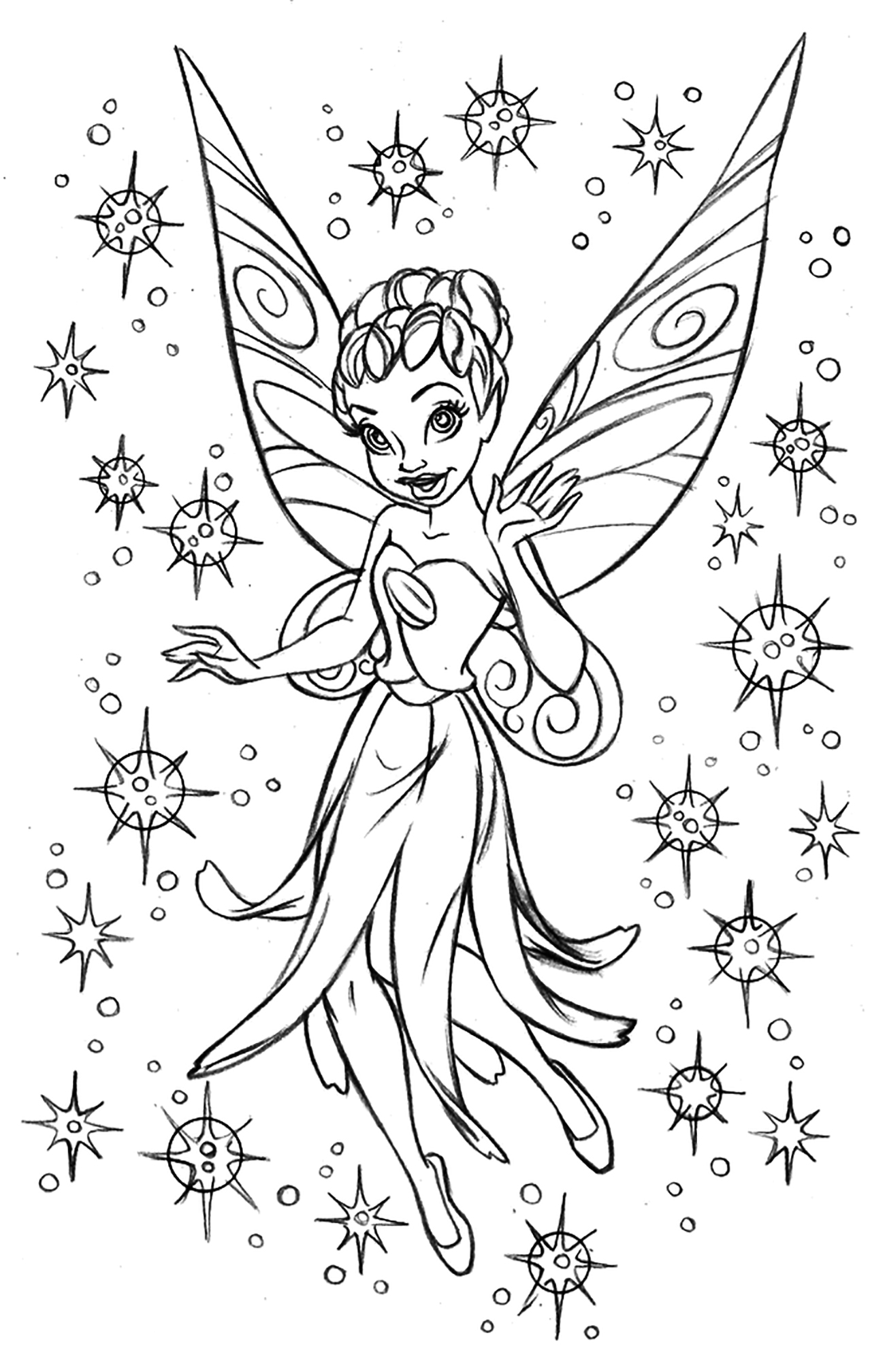 Disney's Tinckerbell fan art drawing, to print and color ! The prettiest fairy in the world :)