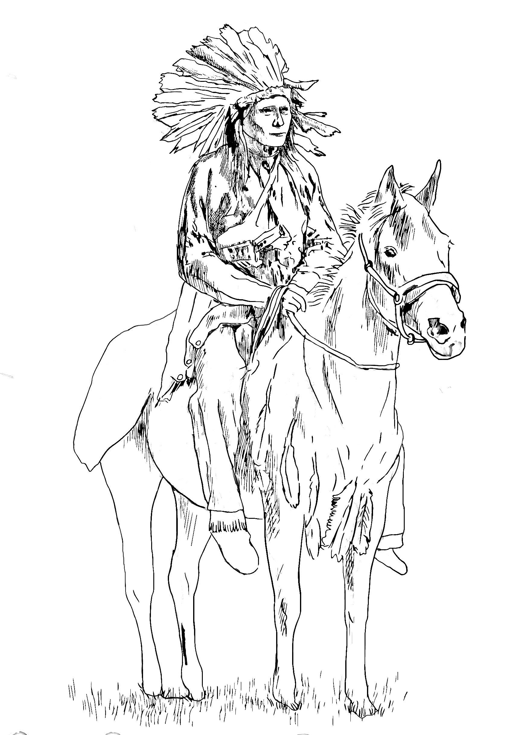 native-american-on-his-horse-native-american-adult-coloring-pages