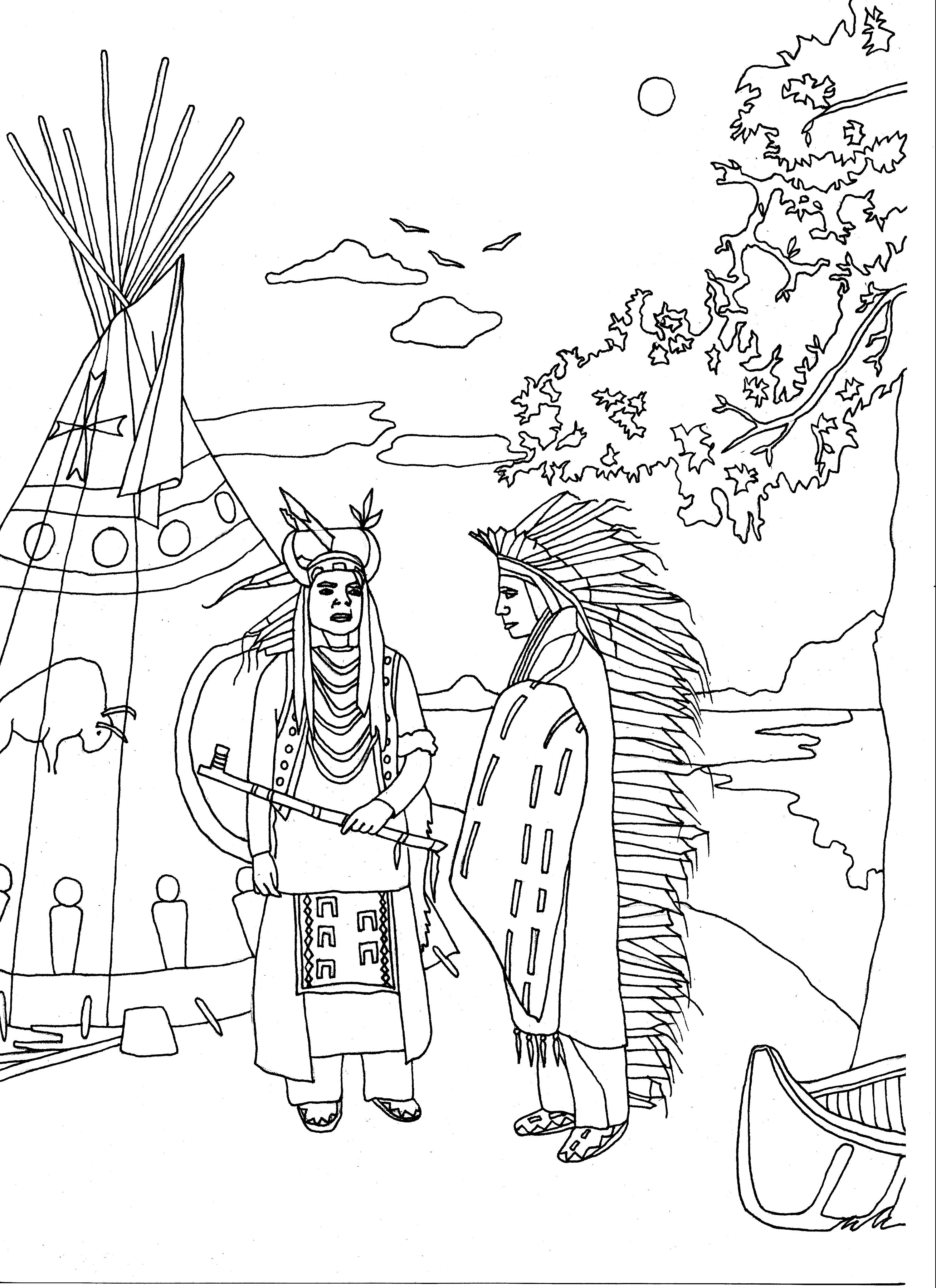 Two Native Americans Native American Adult Coloring Pages