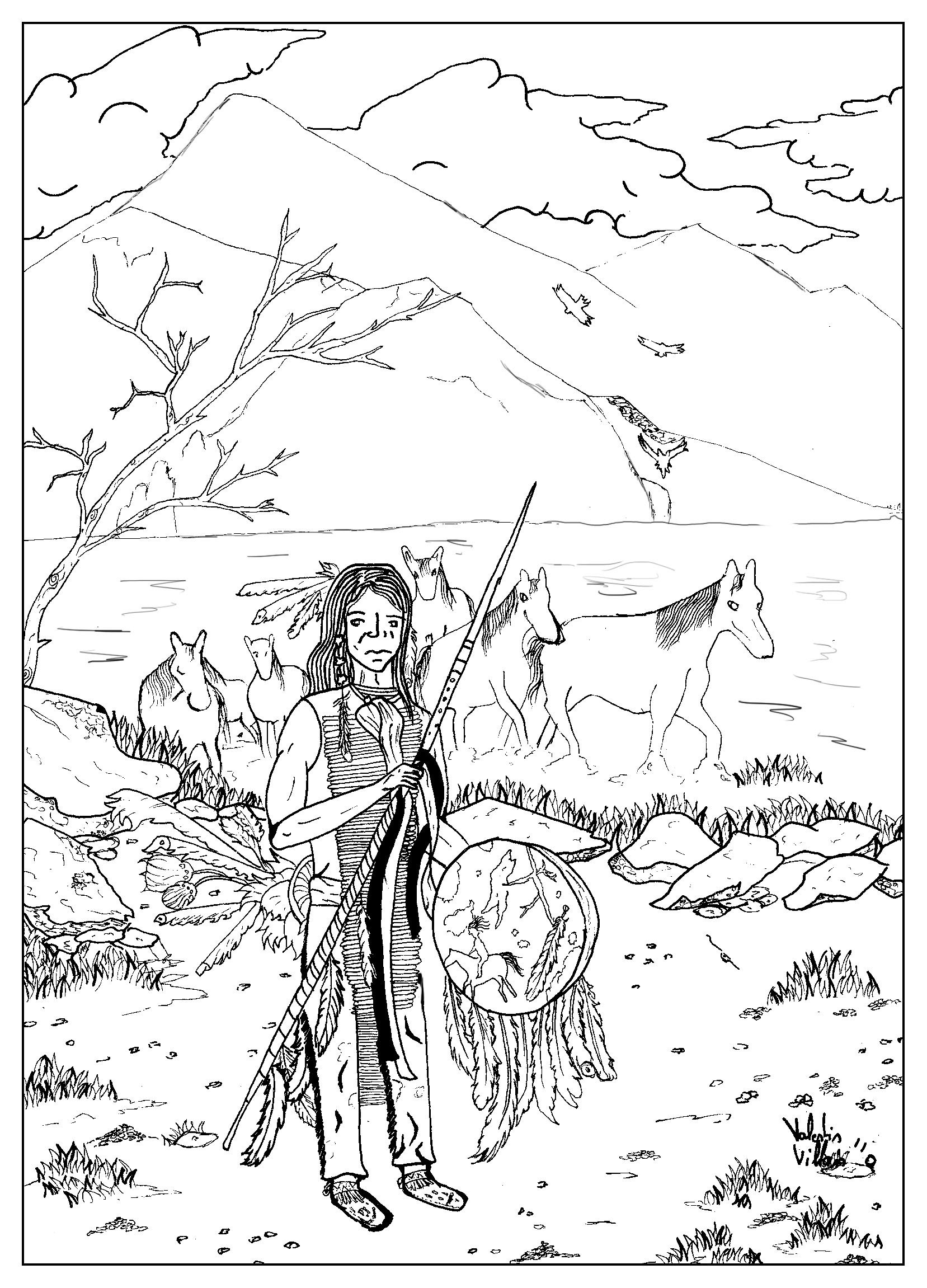 Download Draw native american - Native American Adult Coloring Pages