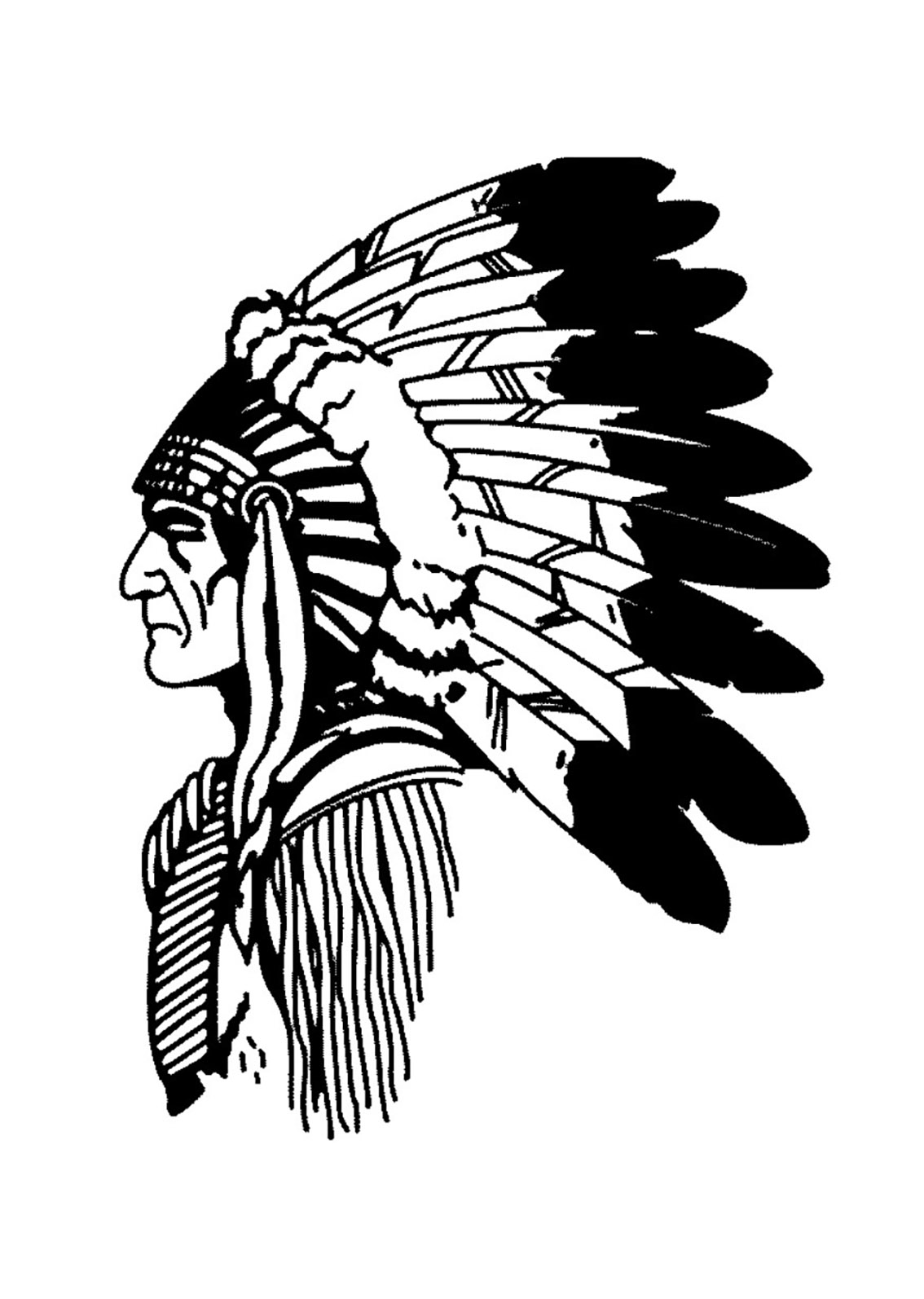indian chief profile drawing