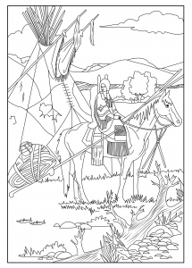 Coloring page adults native american celine