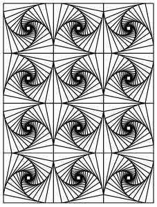 Printable Optical Illusions (Op Art) Coloring Page for adult : Op-art-illusion-optique-3