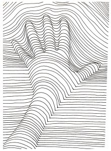 Printable Optical Illusions (Op Art) Coloring Page for adult : Op-art-illusion-optique-main