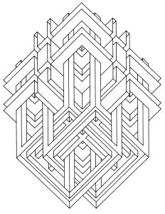 Printable Optical Illusions (Op Art) Coloring Page for adult : Op-art-jean-larcher-2