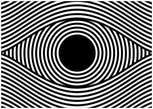 Printable Optical Illusions (Op Art) Coloring Page for adult : Op art eye landscape format