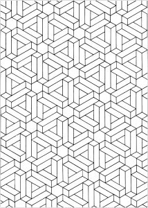 Printable Optical Illusions (Op Art) Coloring Page for adult : Op art relief illusion