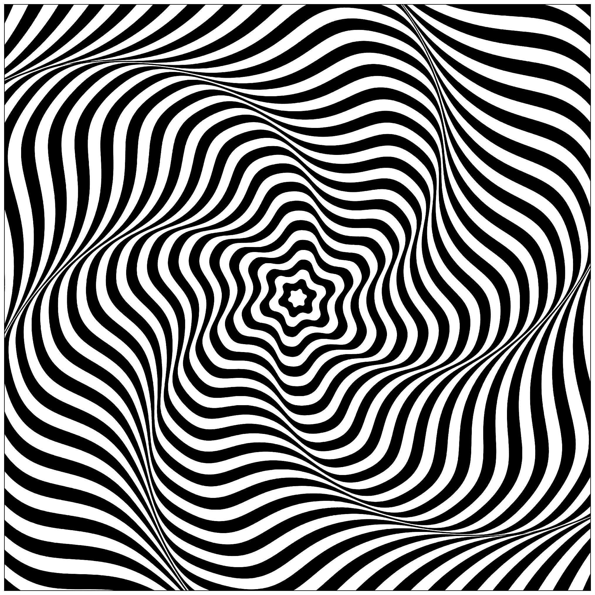 Op Art Wavy Rotary Movement Optical Illusions Op Art Adult Coloring