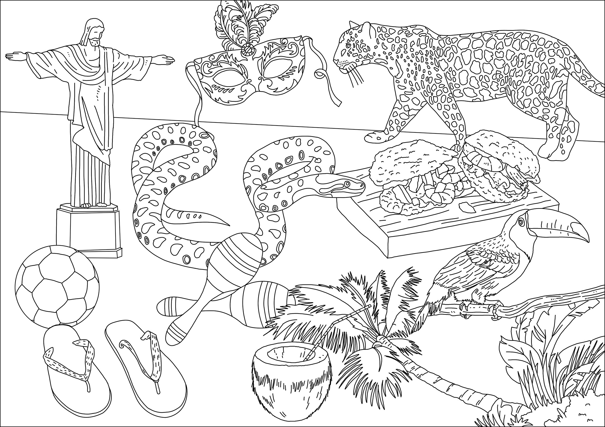 Various animals and symbols of Brazil, Artist : Frédéric Brogard