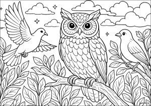 Majestic owls and graceful birds