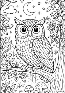 Night owl in the enchanted forest