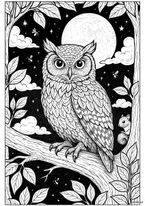 Night owl and mystic moon