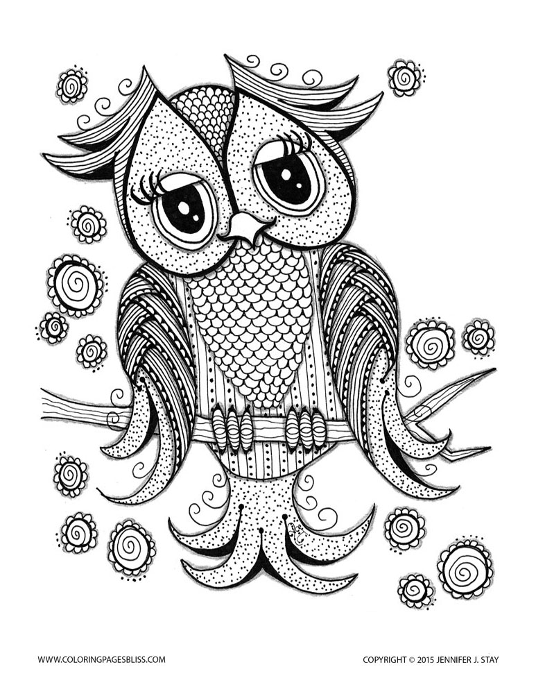 Download Cute owl - Owls Adult Coloring Pages