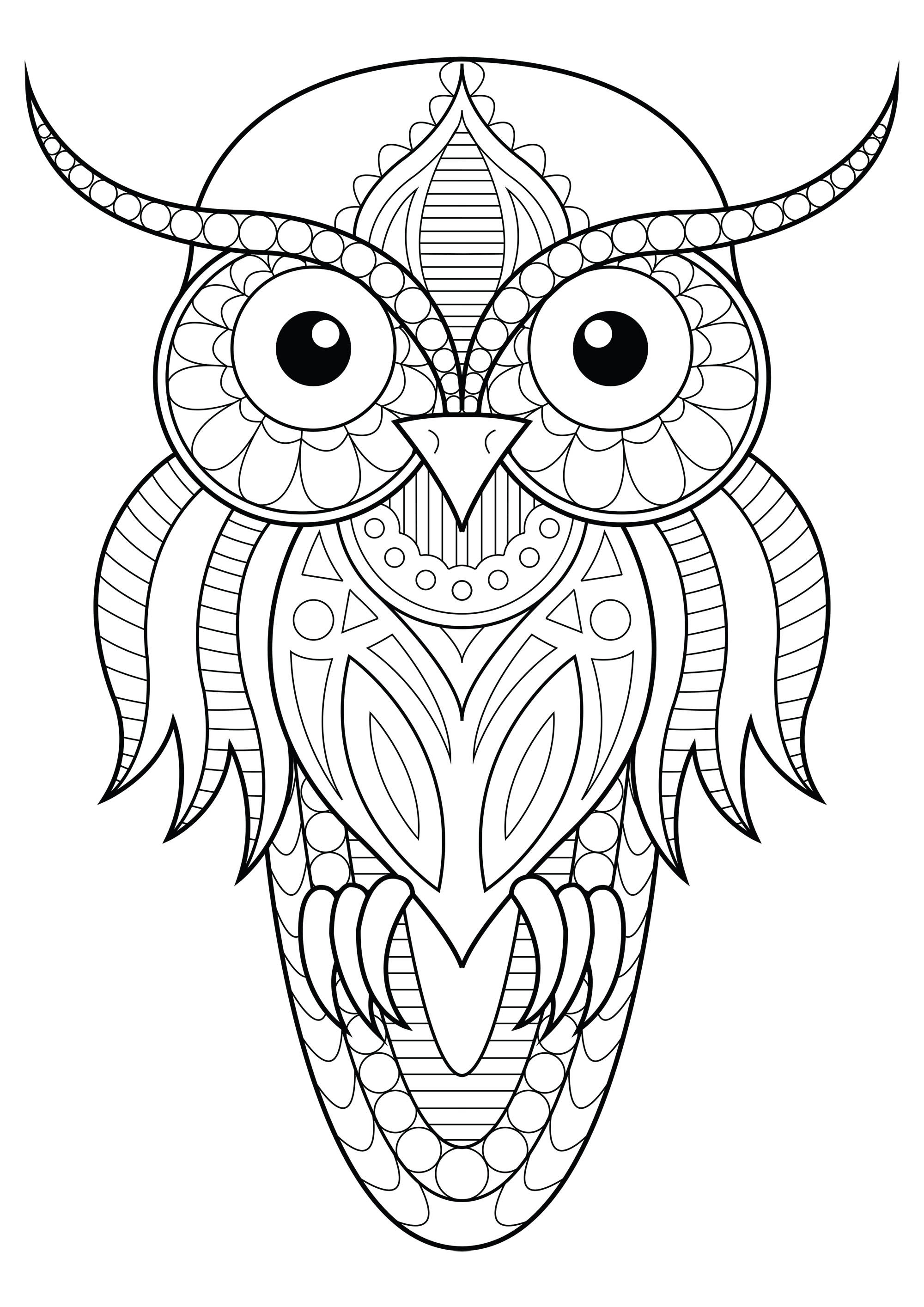 Owl simple patterns 1 - Owls Adult Coloring Pages