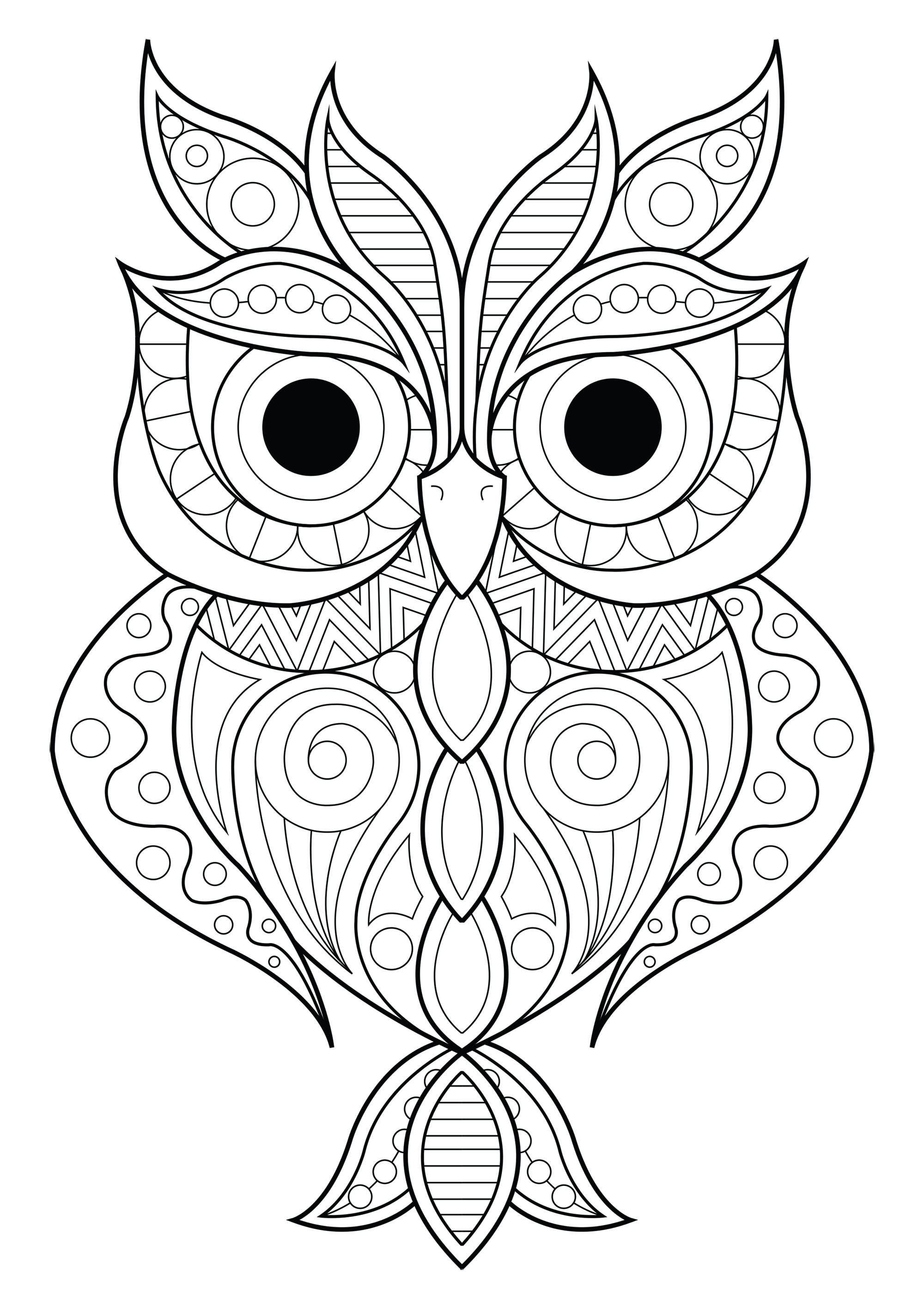 Download Owl simple patterns 2 - Owls Adult Coloring Pages