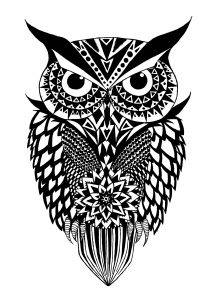 Coloring black and white owl
