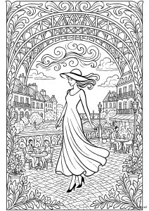 Woman in Paris under the Eiffel Tower