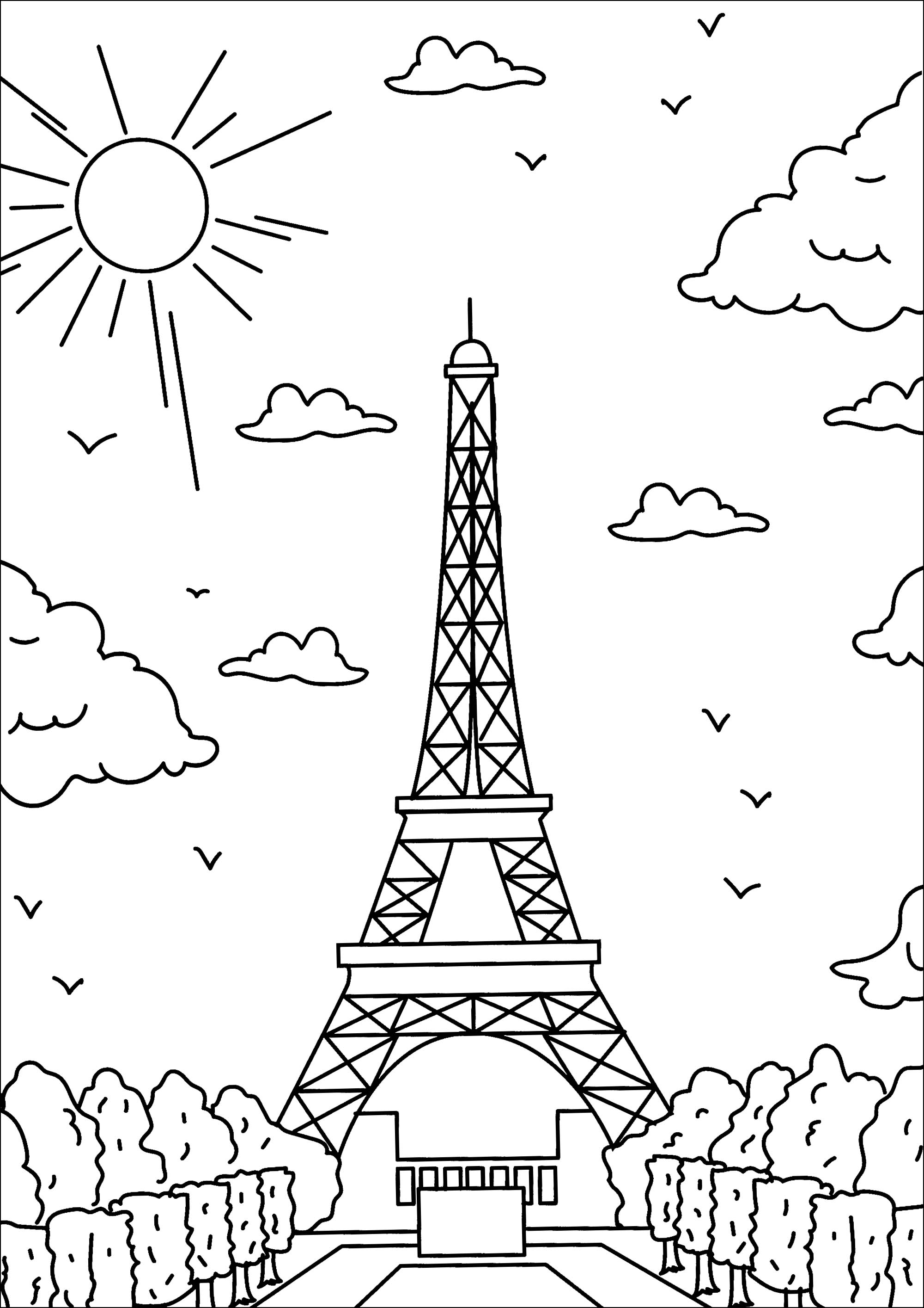 The Eiffel Tower In Paris Paris Coloring Pages For Adults