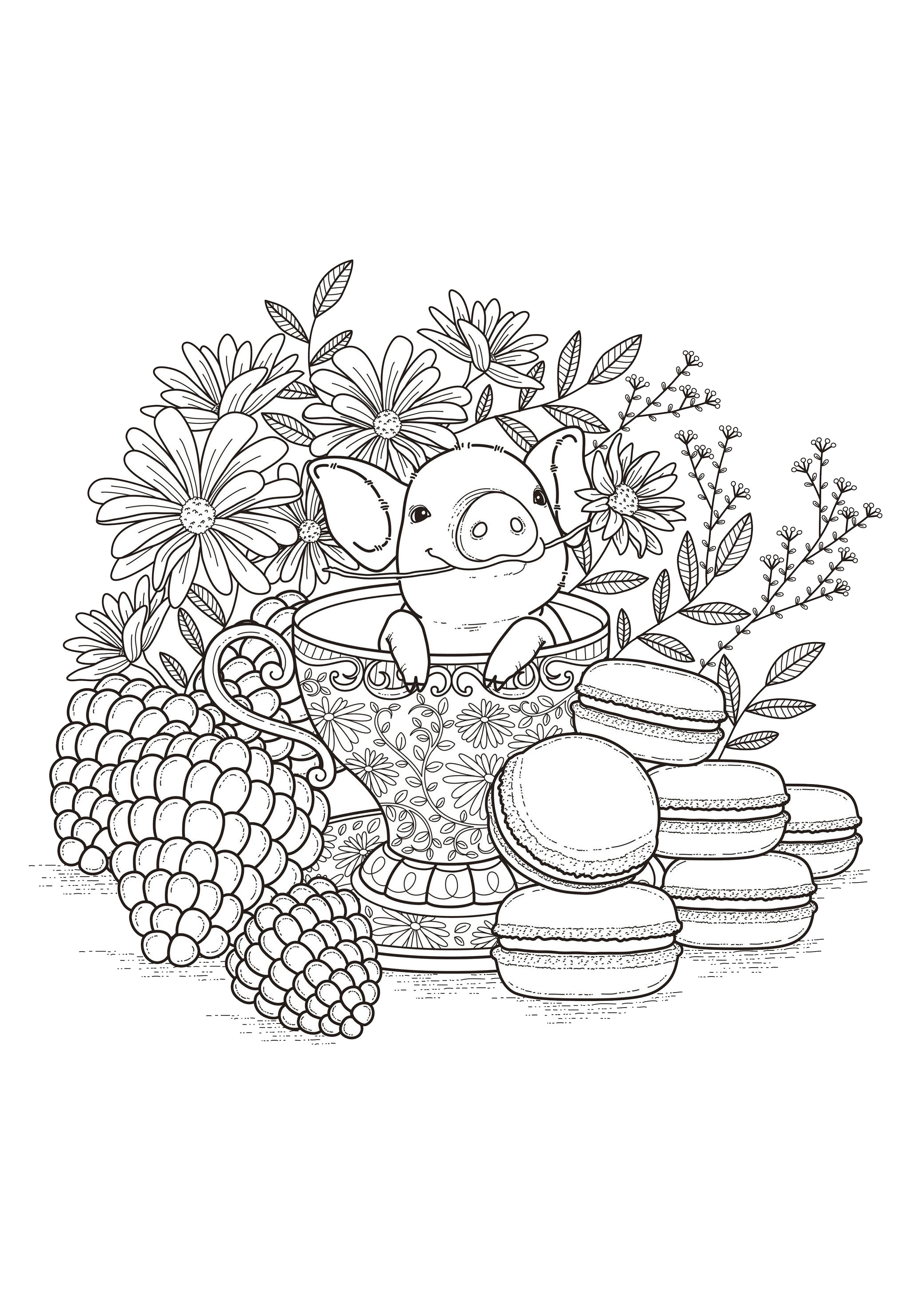 Baby pork - Pigs Adult Coloring Pages