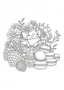 Coloring page adults baby pork 1
