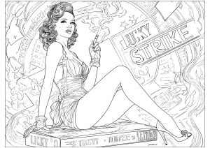 Pin up with a cigarette