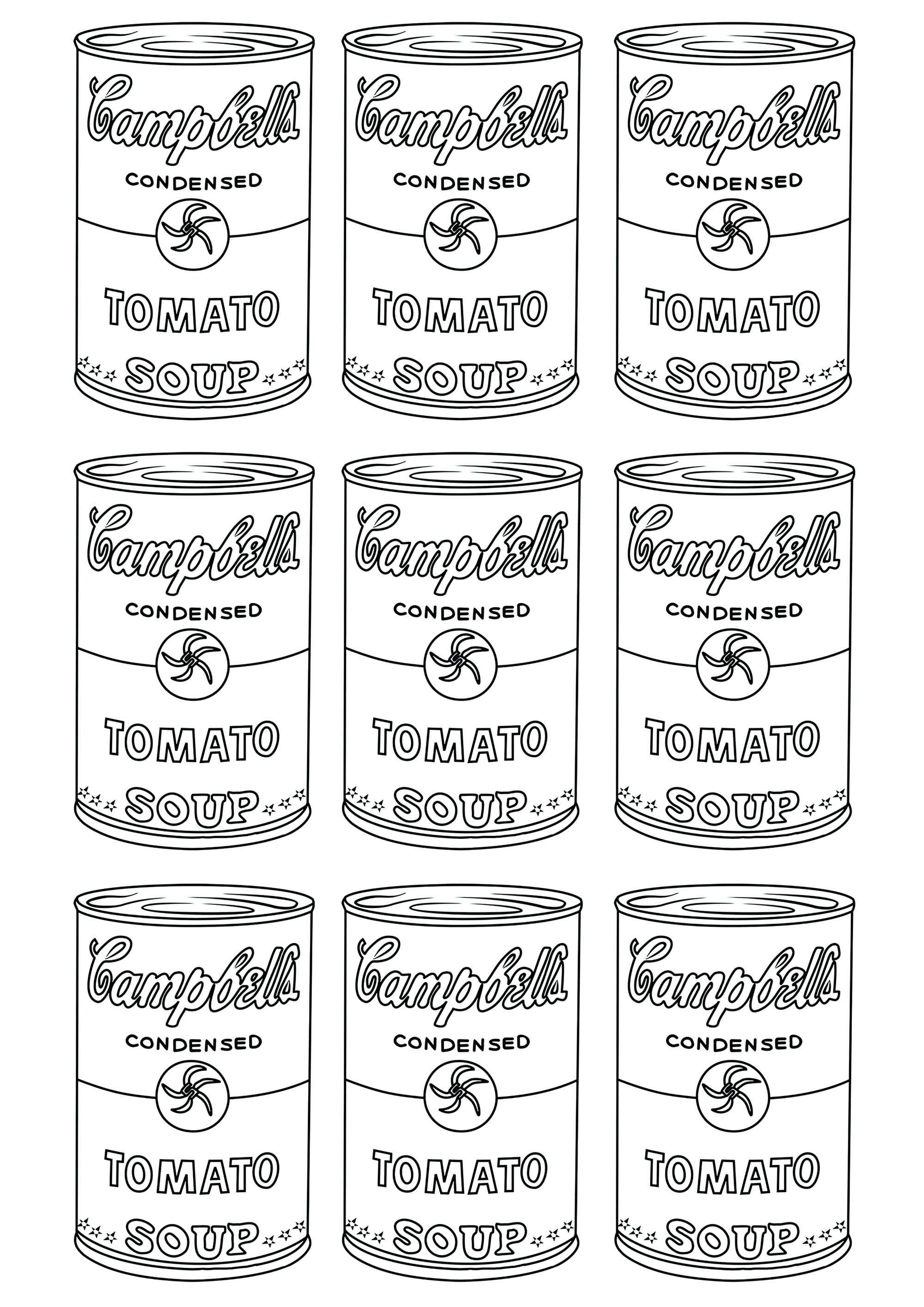 Campbell's Soup Cans - Art Coloring Pages for adults