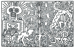 keith haring  pop art adult coloring pages