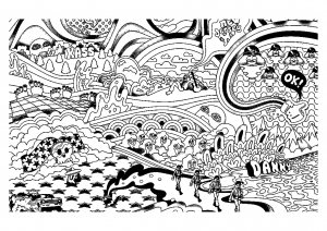 Psychedelic landscape and characters