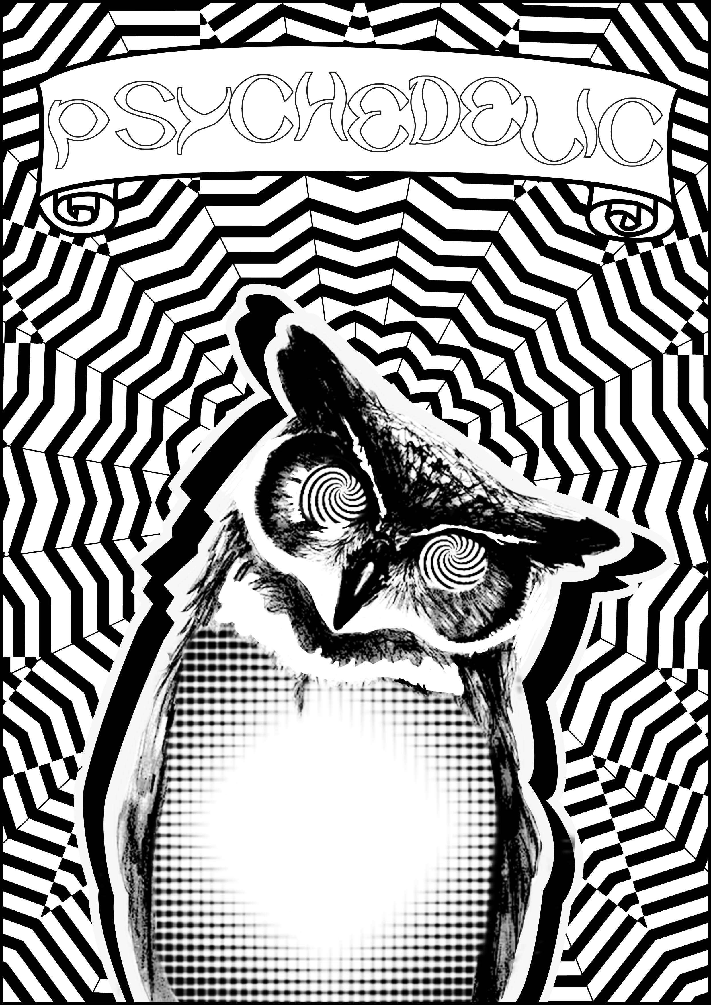 Psychedelic Owl Coloring Pages