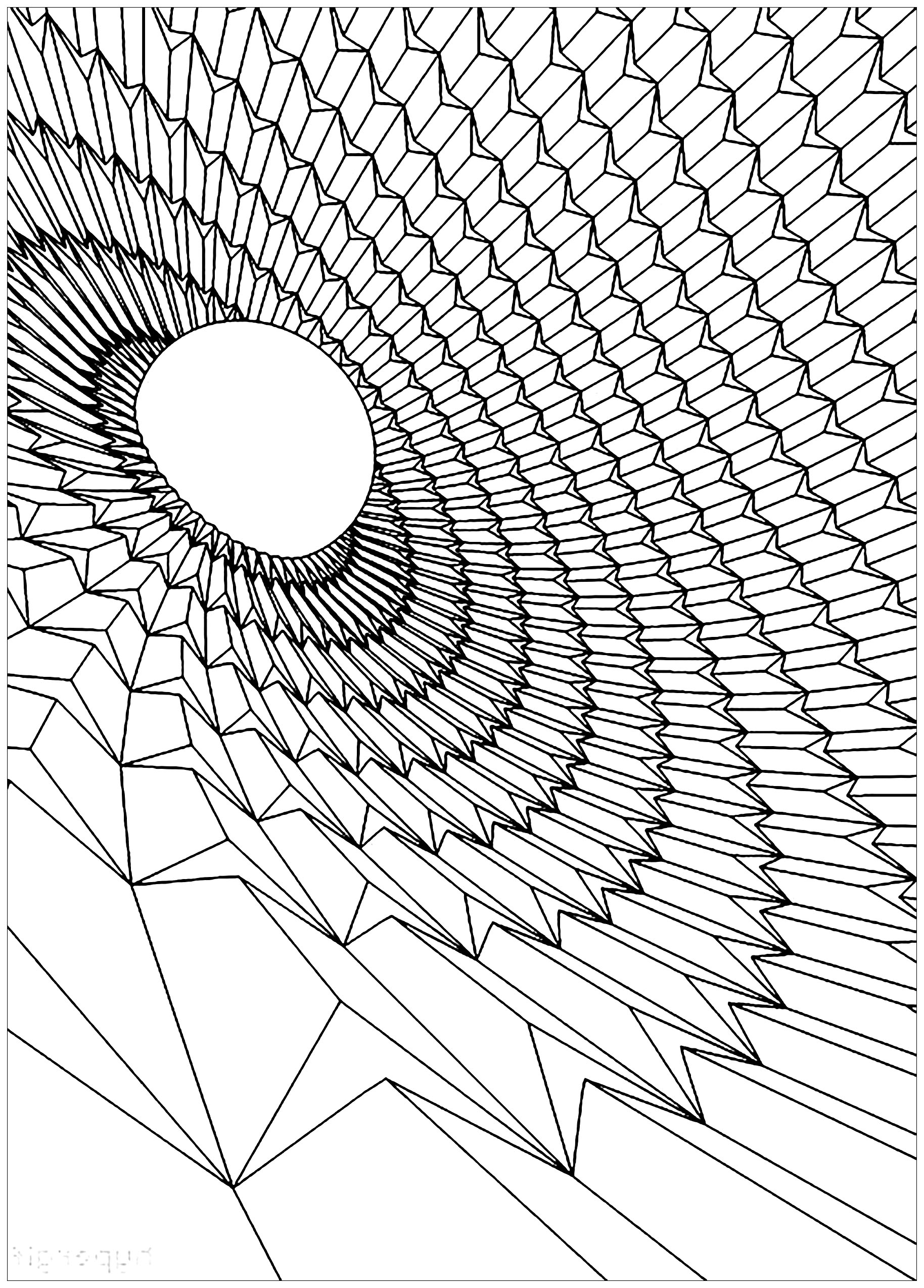 Black hole - Psychedelic Adult Coloring Pages