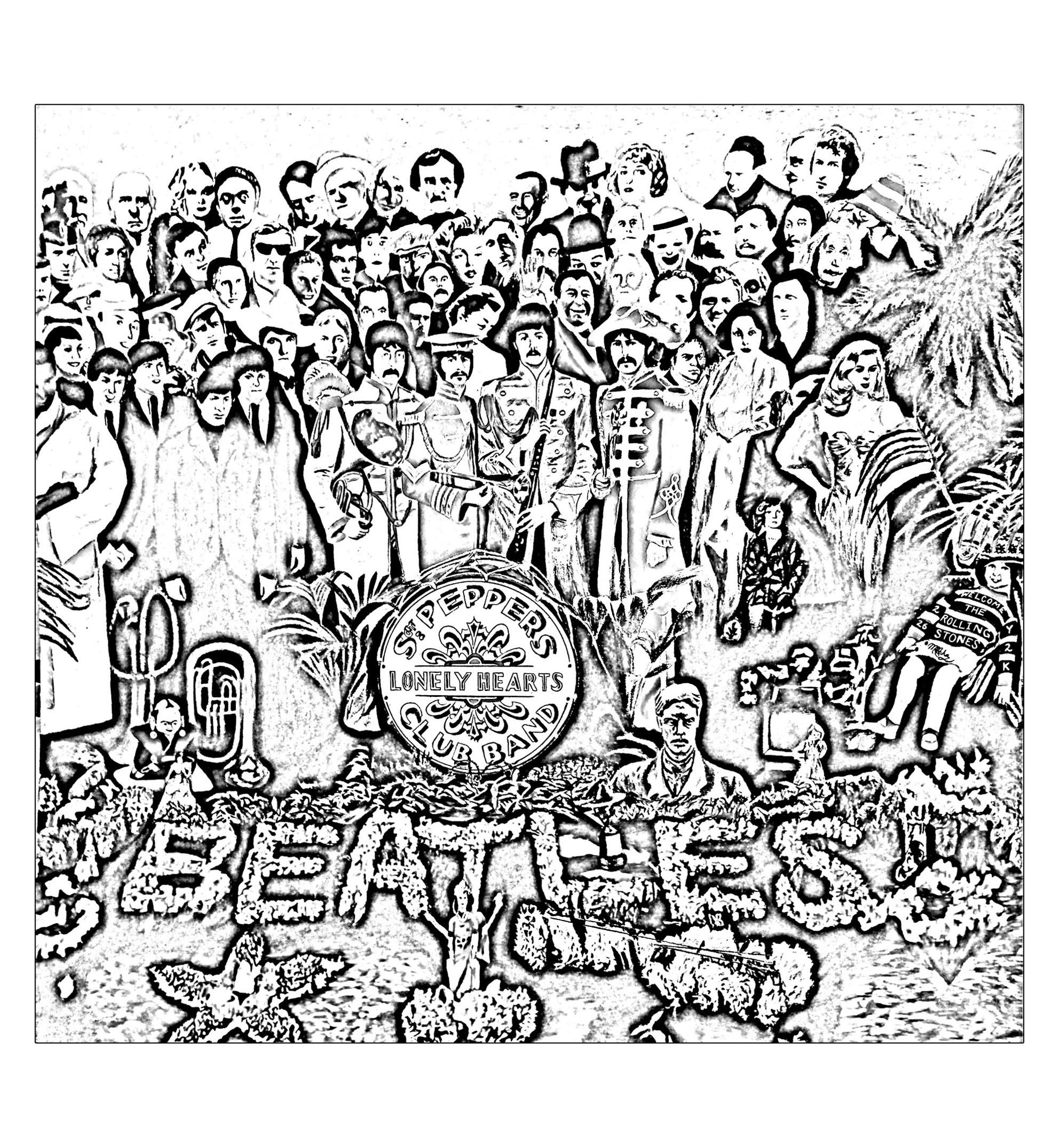 Download The Beatles Sgt Peppers Lonely Hearts Club Band Psychedelic Adult Coloring Pages
