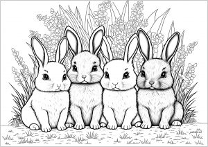 Coloring cute little rabbits 1